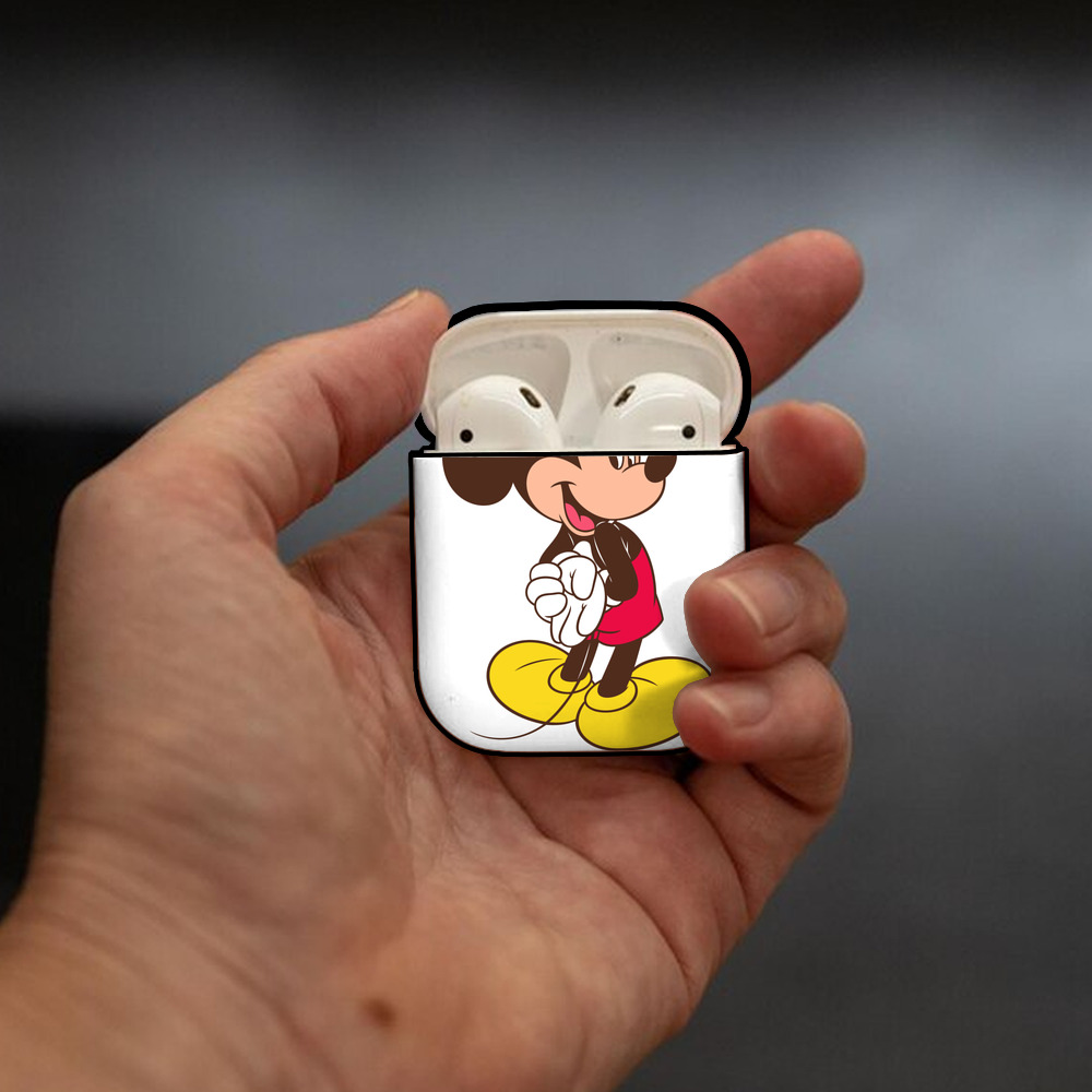 ミッキーマウス Mickey Mouse AirPods 第2世代保護ケース ハードシェル ブラック 耐衝撃・防指紋・カラビナ付き