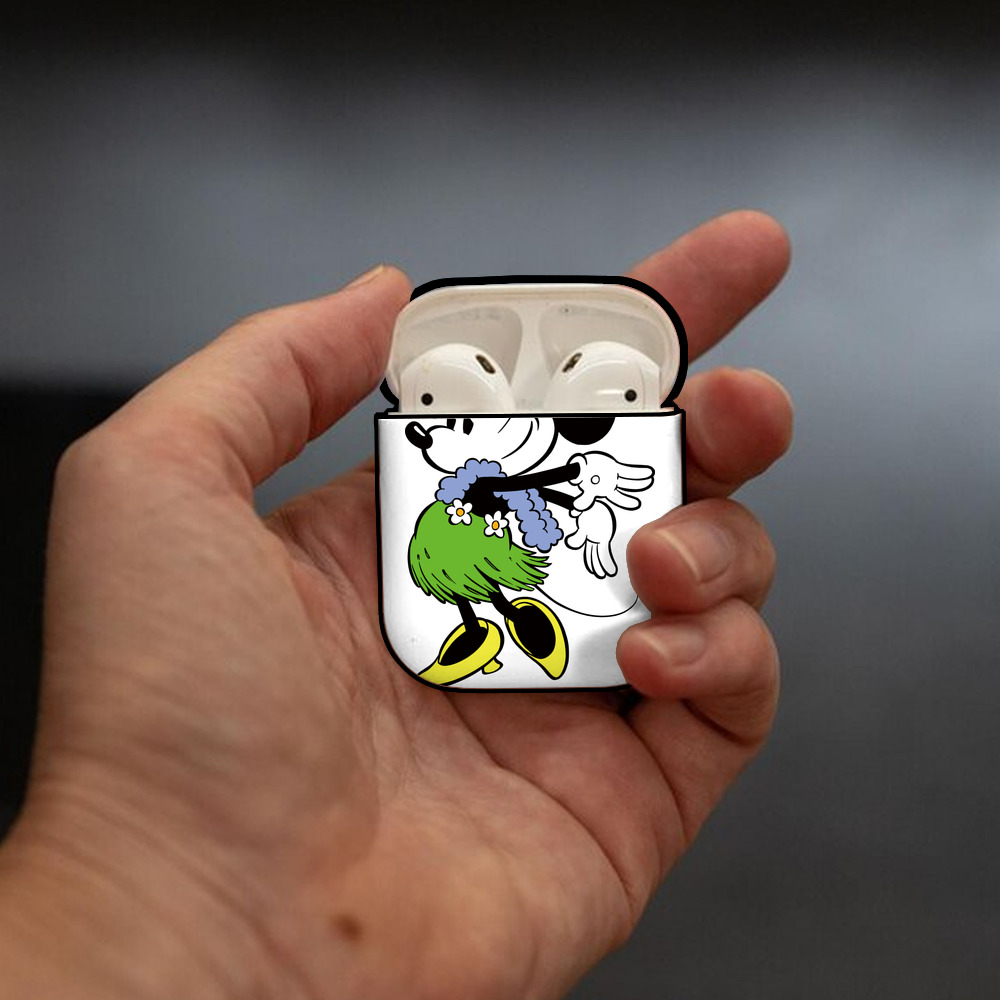 ミッキーマウス Mickey Mouse AirPods 第2世代保護ケース ハードシェル ブラック 耐衝撃・防指紋・カラビナ付き