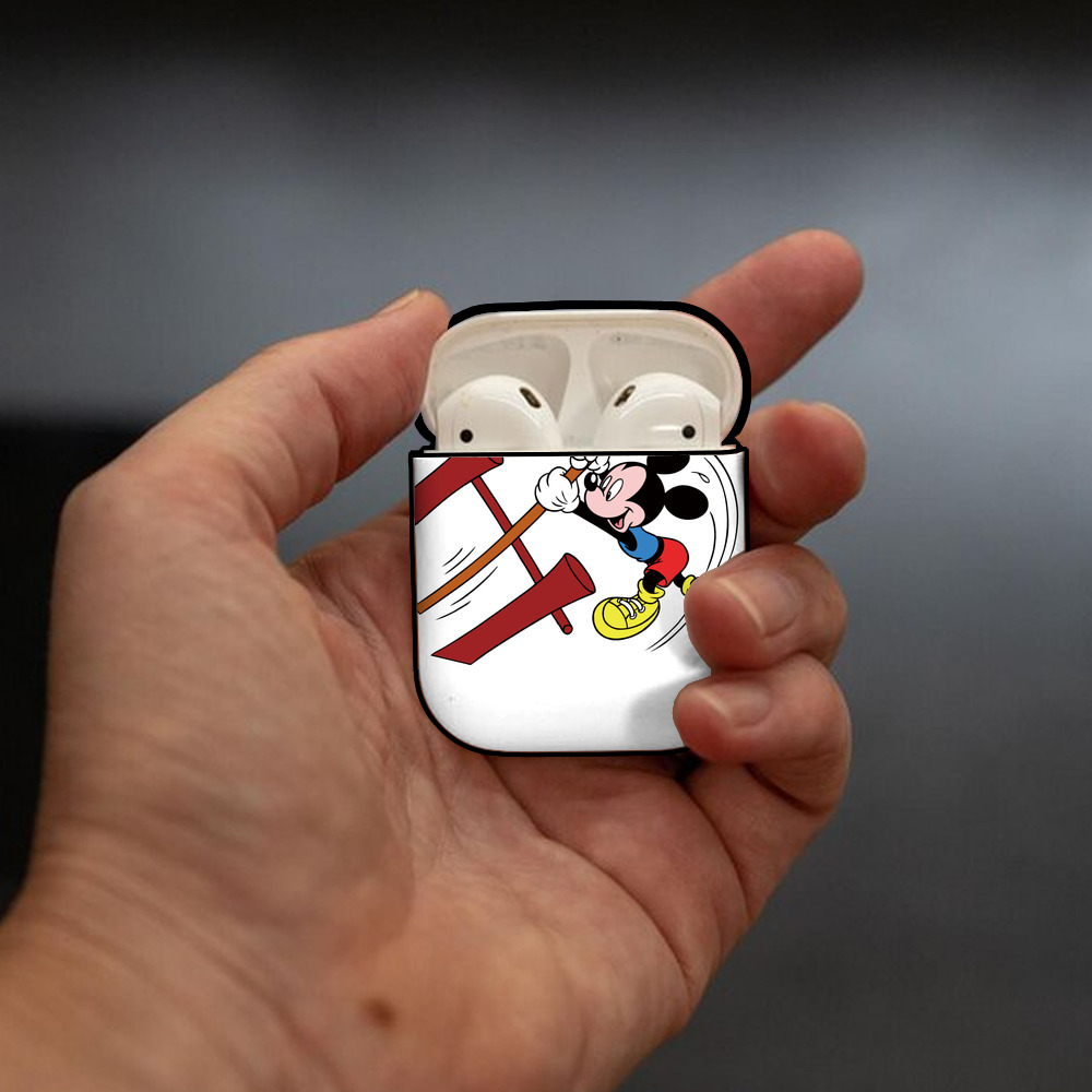 ミッキーマウス Mickey Mouse AirPods 第2世代保護ケース ハードシェル ブラック 耐衝撃・防指紋・カラビナ付き