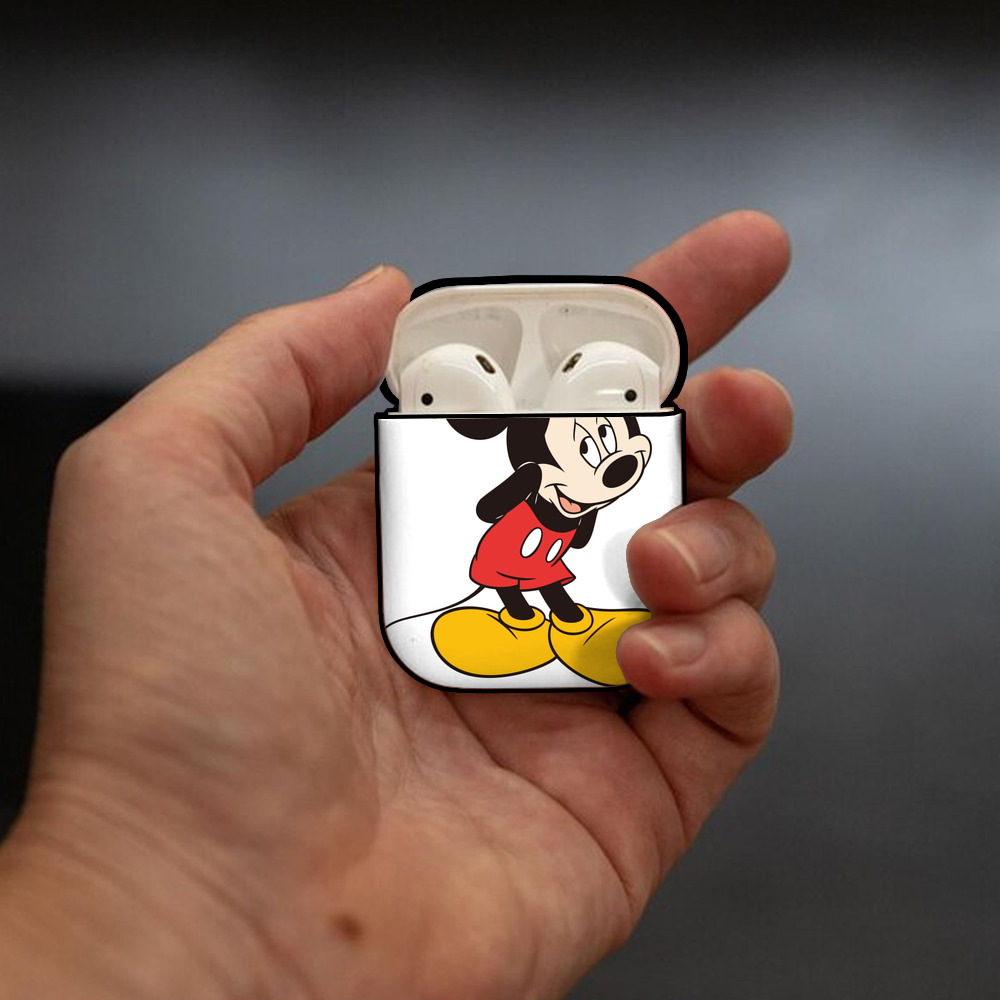 ミッキーマウス Mickey Mouse AirPods 第2世代保護ケース ハードシェル ブラック 耐衝撃・防指紋・カラビナ付き