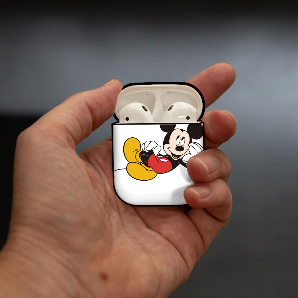 ミッキーマウス Mickey Mouse AirPods 第2世代保護ケース ハードシェル ブラック 耐衝撃・防指紋・カラビナ付き