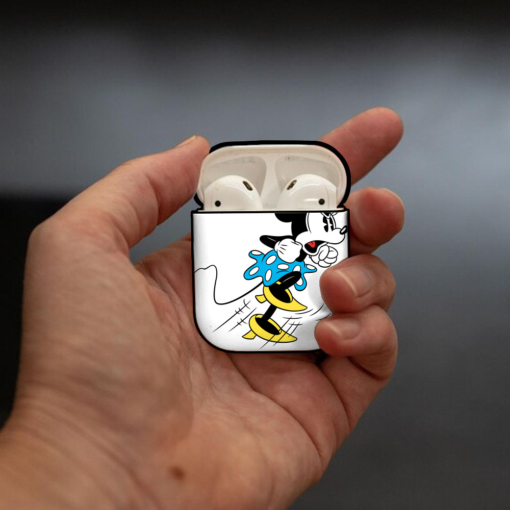 ミッキーマウス Mickey Mouse AirPods 第2世代保護ケース ハードシェル ブラック 耐衝撃・防指紋・カラビナ付き