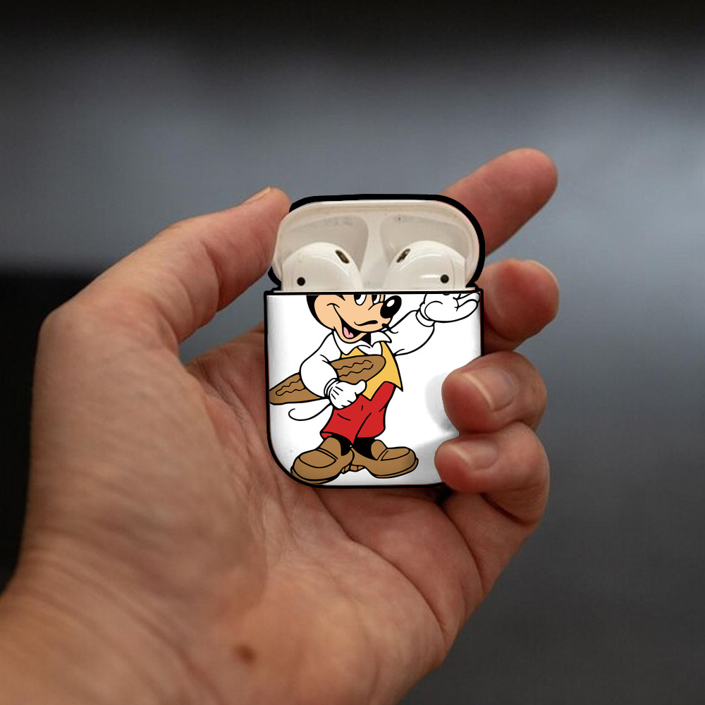 ミッキーマウス Mickey Mouse AirPods 第2世代保護ケース ハードシェル ブラック 耐衝撃・防指紋・カラビナ付き