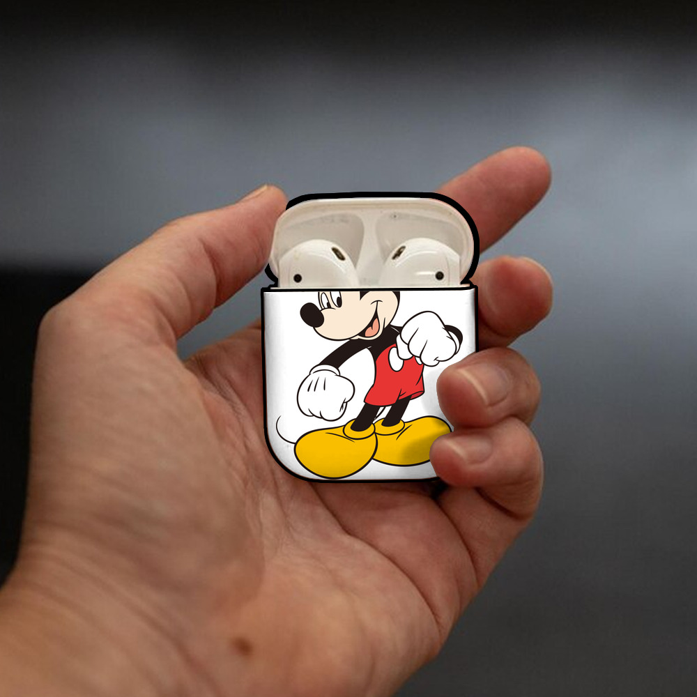ミッキーマウス Mickey Mouse AirPods 第2世代保護ケース ハードシェル ブラック 耐衝撃・防指紋・カラビナ付き