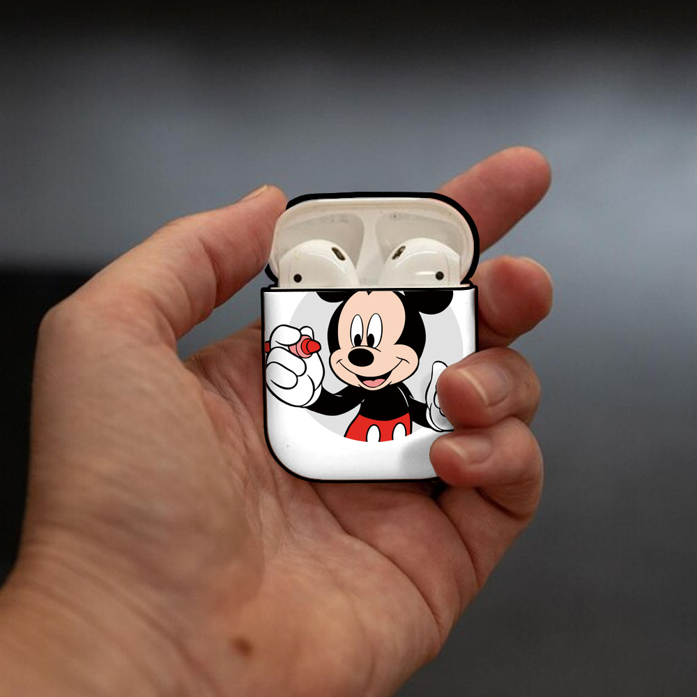 ミッキーマウス Mickey Mouse AirPods 第2世代保護ケース ハードシェル ブラック 耐衝撃・防指紋・カラビナ付き