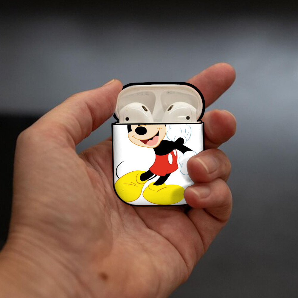 ミッキーマウス Mickey Mouse AirPods 第2世代保護ケース ハードシェル ブラック 耐衝撃・防指紋・カラビナ付き