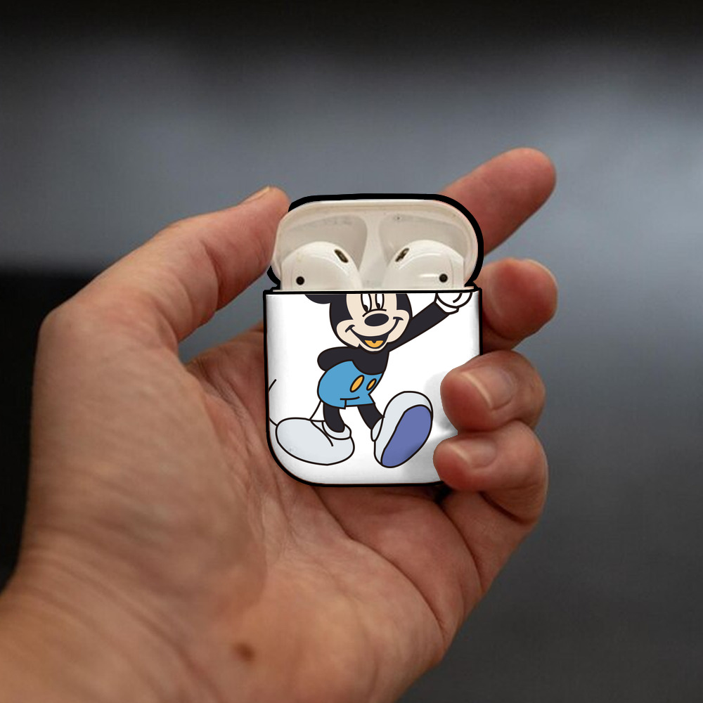 ミッキーマウス Mickey Mouse AirPods 第2世代保護ケース ハードシェル ブラック 耐衝撃・防指紋・カラビナ付き
