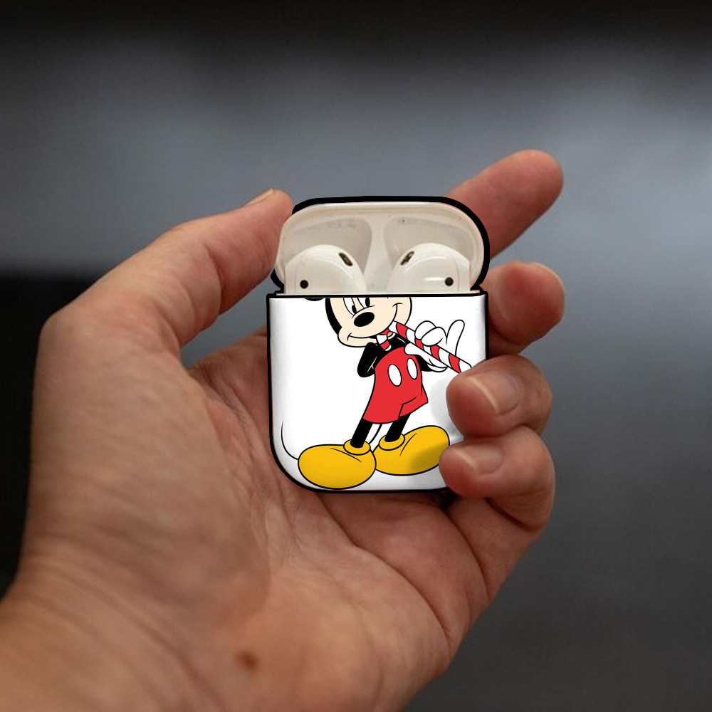 ミッキーマウス Mickey Mouse AirPods 第2世代保護ケース ハードシェル ブラック 耐衝撃・防指紋・カラビナ付き