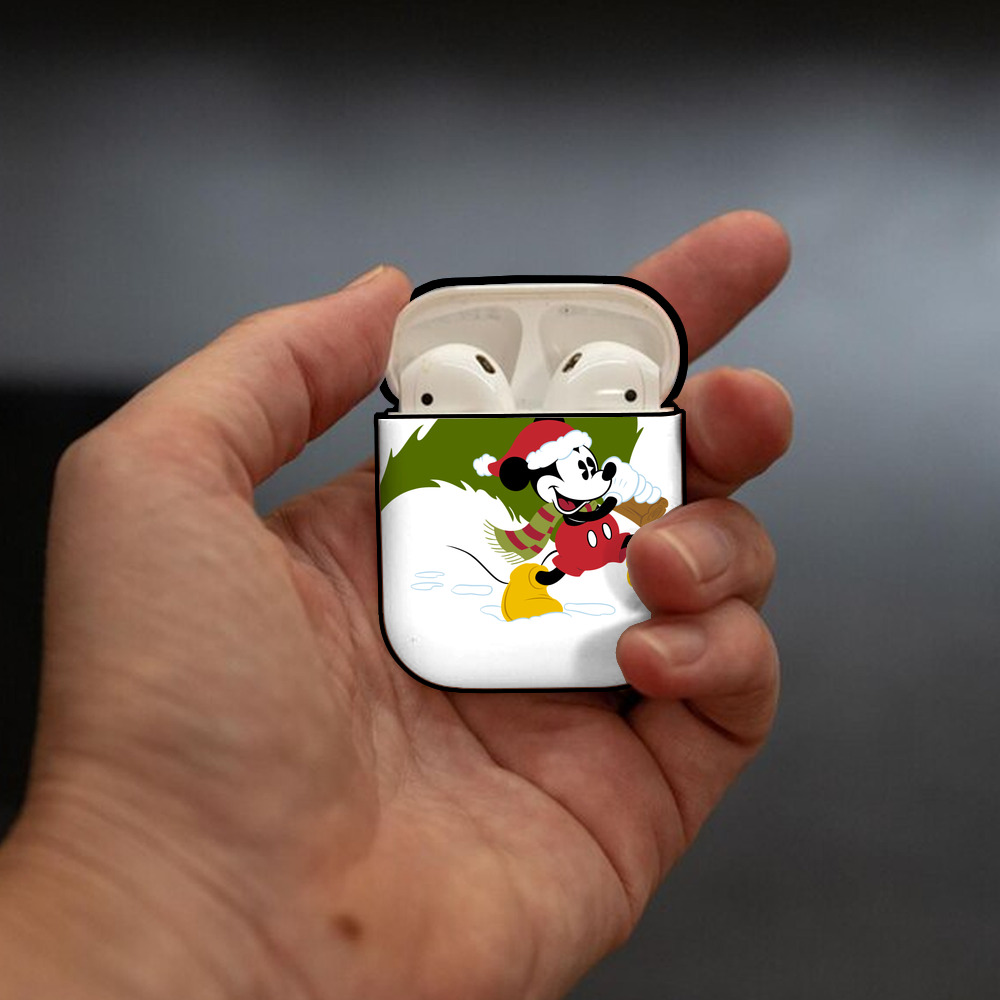 ミッキーマウス Mickey Mouse AirPods 第2世代保護ケース ハードシェル ブラック 耐衝撃・防指紋・カラビナ付き
