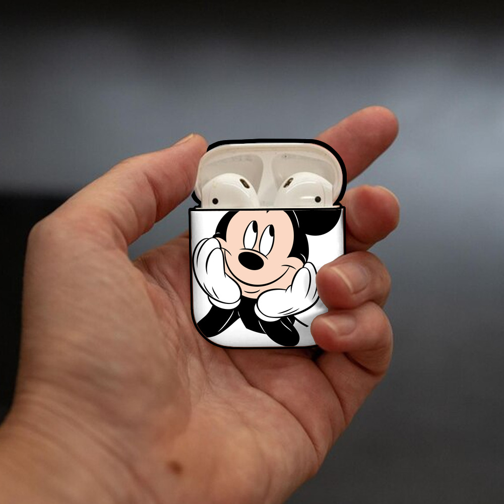ミッキーマウス Mickey Mouse AirPods 第2世代保護ケース ハードシェル ブラック 耐衝撃・防指紋・カラビナ付き