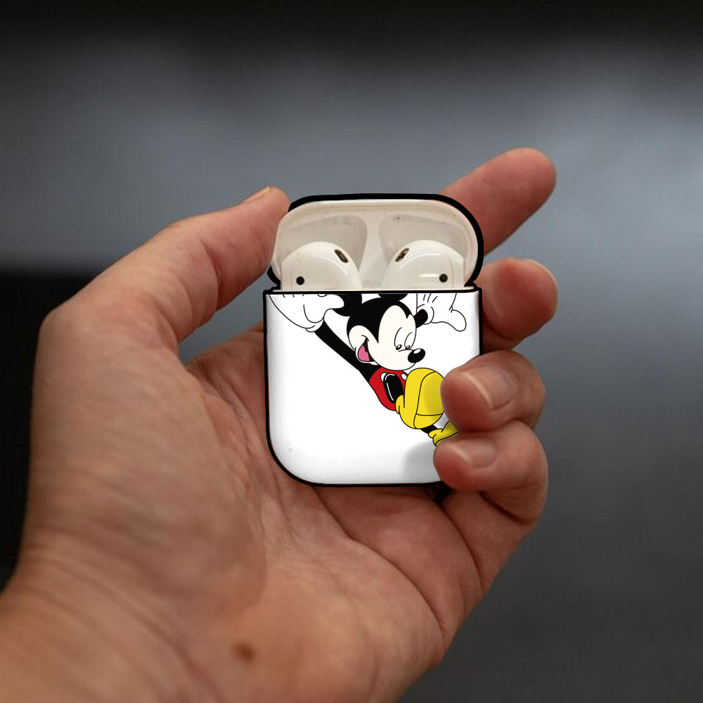 ミッキーマウス Mickey Mouse AirPods 第2世代保護ケース ハードシェル ブラック 耐衝撃・防指紋・カラビナ付き