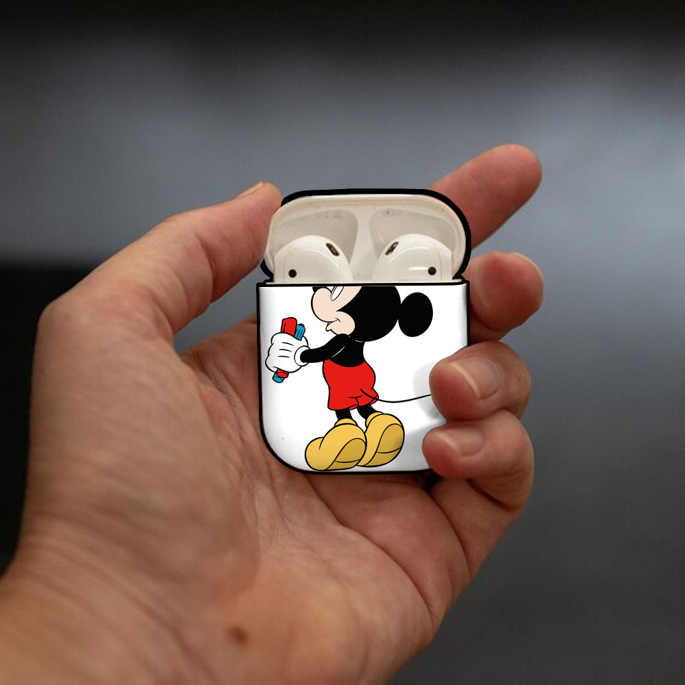 ミッキーマウス Mickey Mouse AirPods 第2世代保護ケース ハードシェル ブラック 耐衝撃・防指紋・カラビナ付き