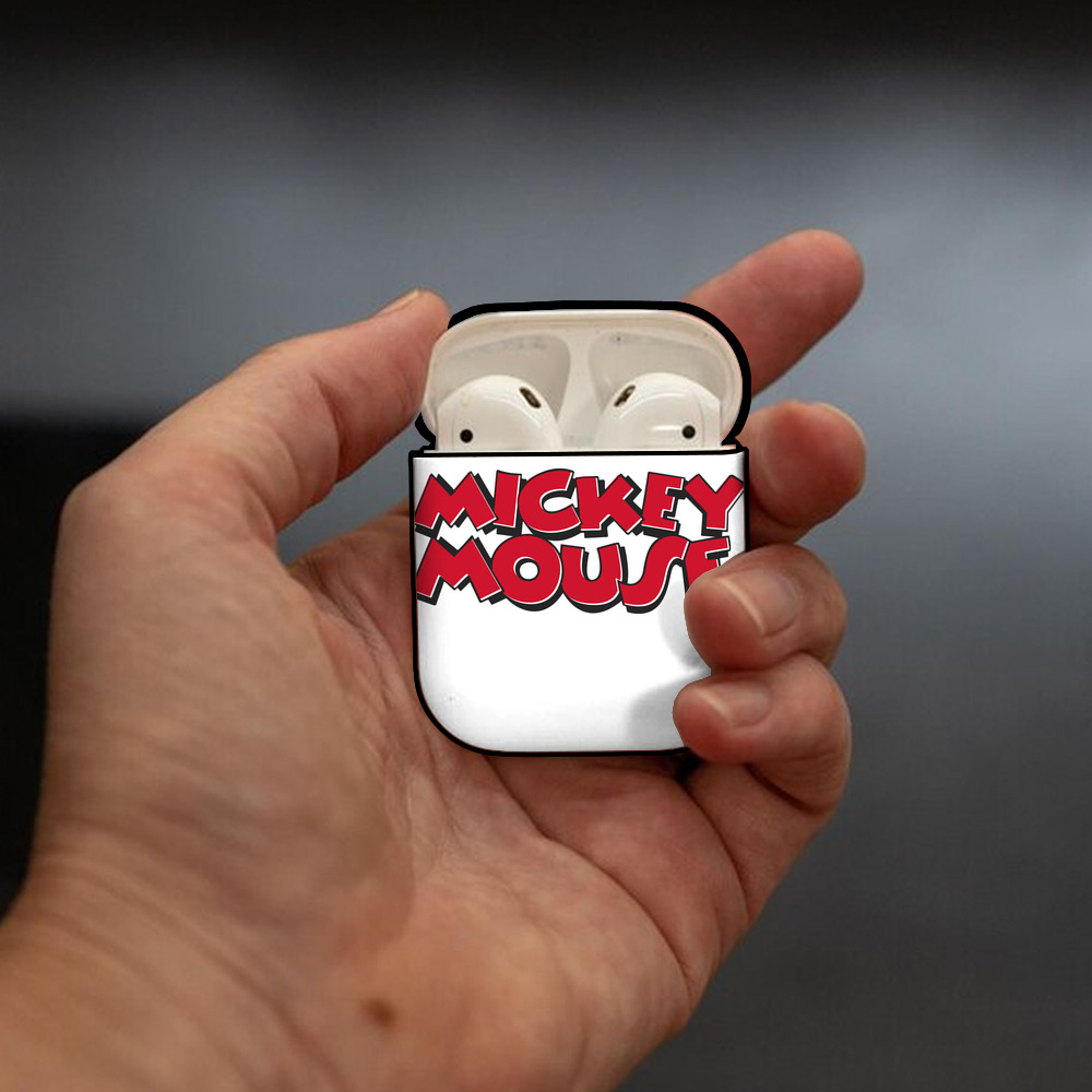ミッキーマウス Mickey Mouse AirPods 第2世代保護ケース ハードシェル ブラック 耐衝撃・防指紋・カラビナ付き