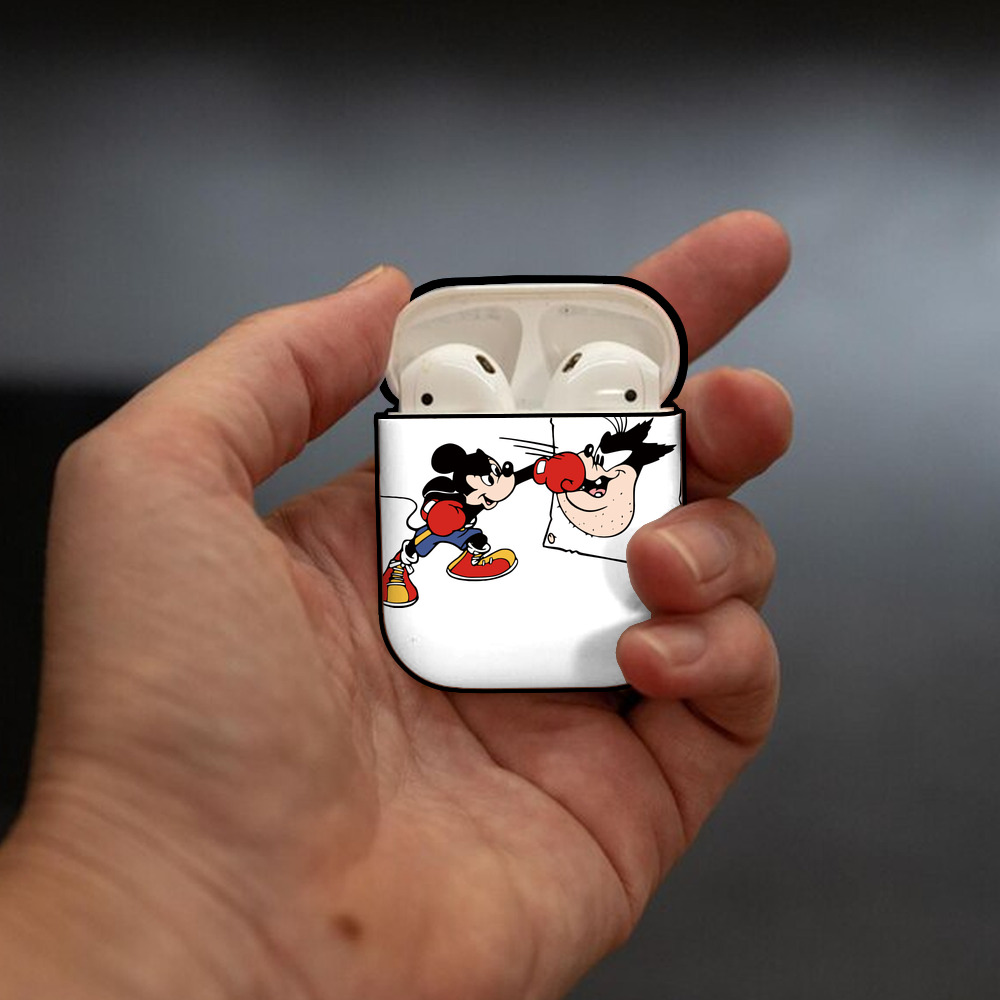ミッキーマウス Mickey Mouse AirPods 第2世代保護ケース ハードシェル ブラック 耐衝撃・防指紋・カラビナ付き
