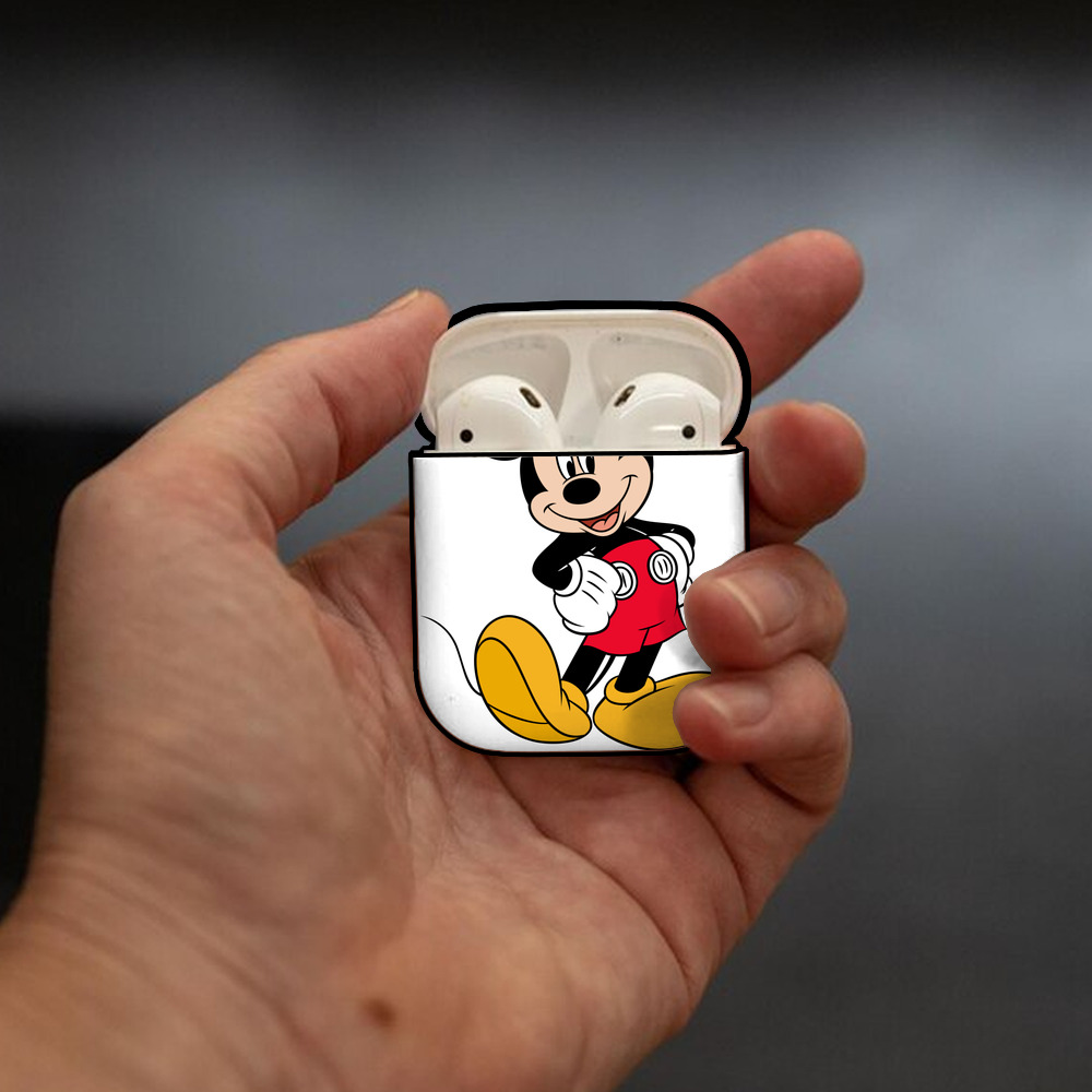 ミッキーマウス Mickey Mouse AirPods 第2世代保護ケース ハードシェル ブラック 耐衝撃・防指紋・カラビナ付き