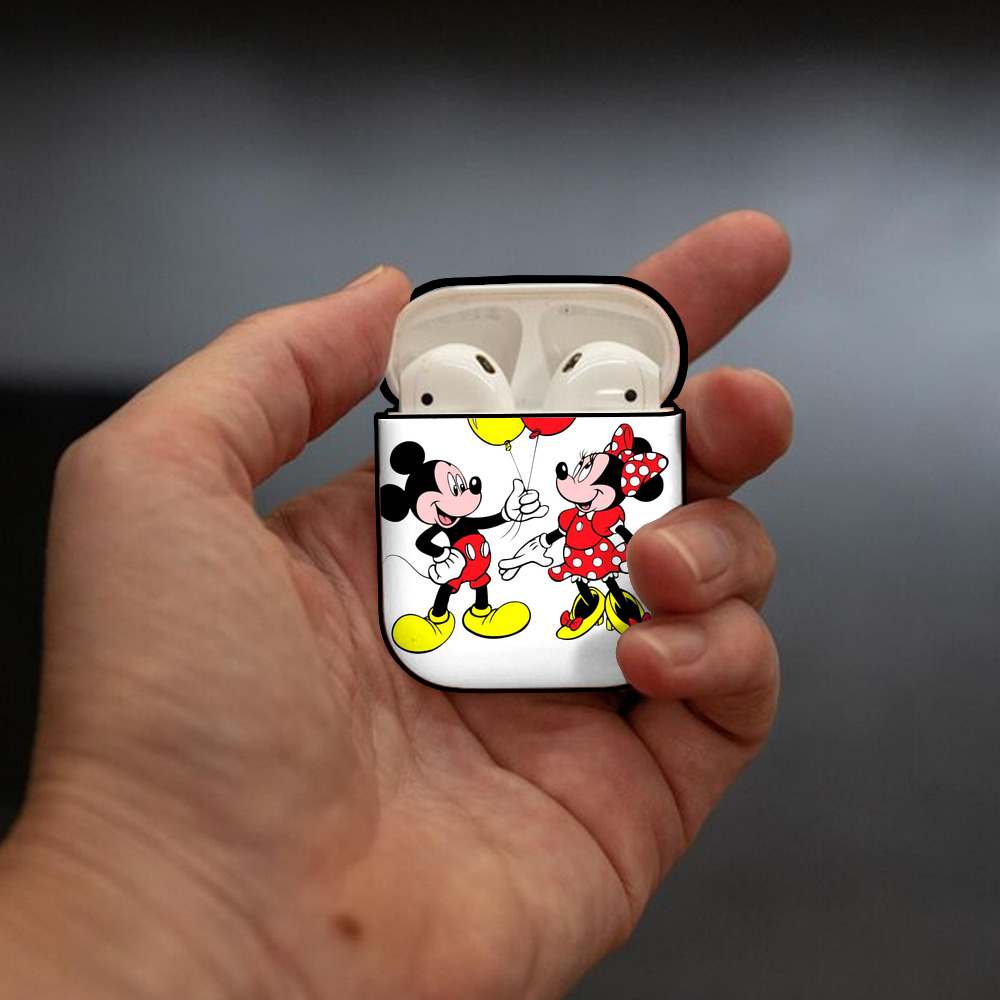 ミッキーマウス Mickey Mouse AirPods 第2世代保護ケース ハードシェル ブラック 耐衝撃・防指紋・カラビナ付き