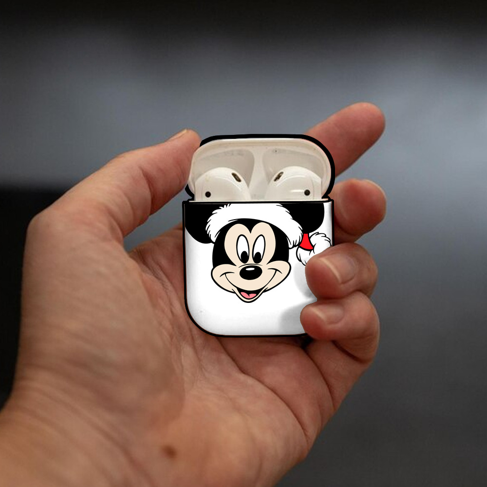 ミッキーマウス Mickey Mouse AirPods 第2世代保護ケース ハードシェル ブラック 耐衝撃・防指紋・カラビナ付き
