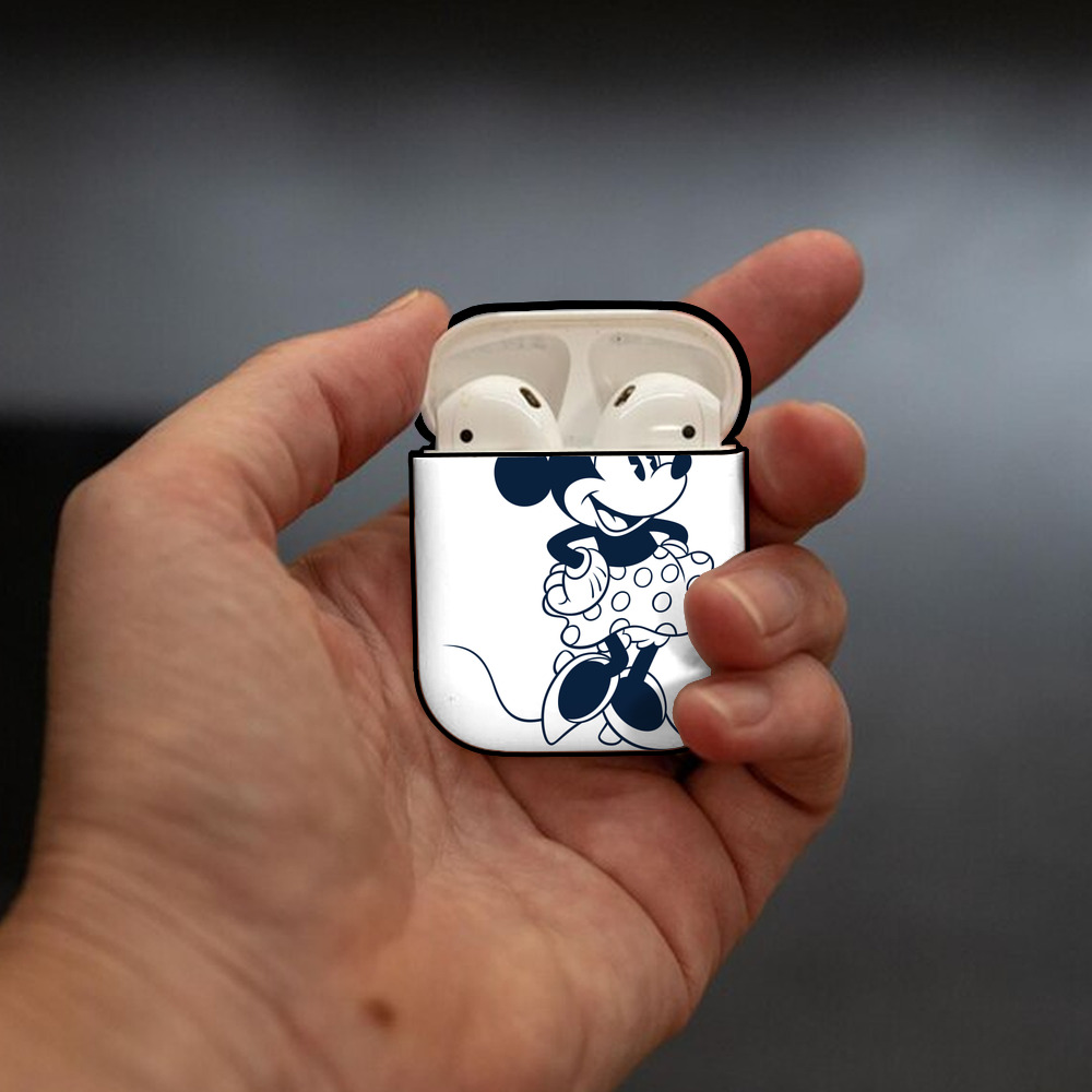 ミッキーマウス Mickey Mouse AirPods 第2世代保護ケース ハードシェル ブラック 耐衝撃・防指紋・カラビナ付き