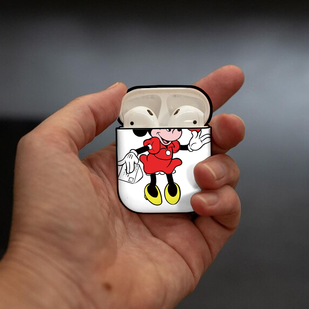 ミッキーマウス Mickey Mouse AirPods 第2世代保護ケース ハードシェル ブラック 耐衝撃・防指紋・カラビナ付き