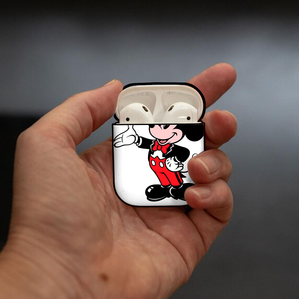 ミッキーマウス Mickey Mouse AirPods 第2世代保護ケース ハードシェル ブラック 耐衝撃・防指紋・カラビナ付き