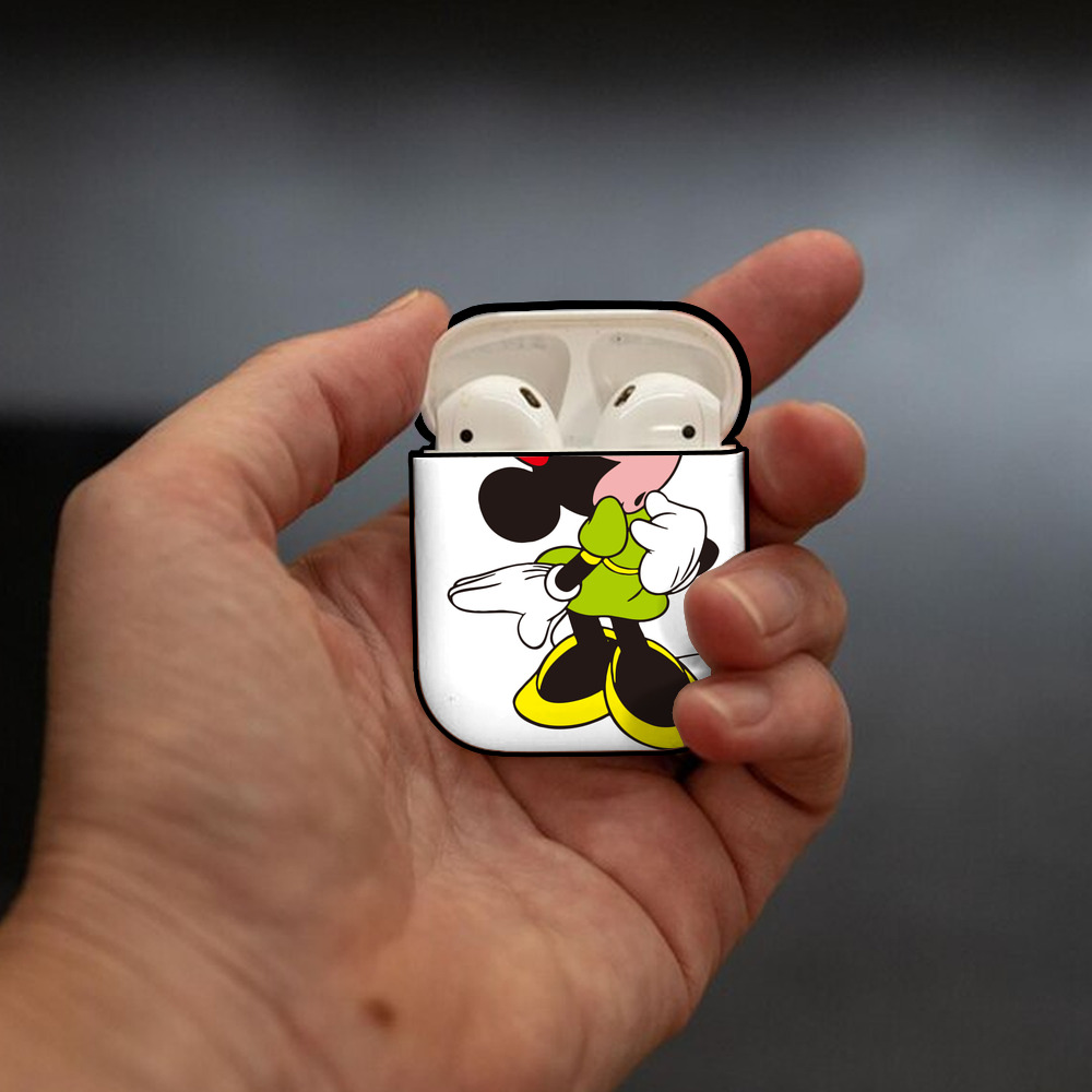 ミッキーマウス Mickey Mouse AirPods 第2世代保護ケース ハードシェル ブラック 耐衝撃・防指紋・カラビナ付き