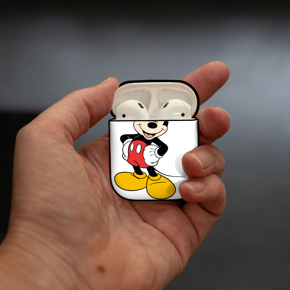 ミッキーマウス Mickey Mouse AirPods 第2世代保護ケース ハードシェル ブラック 耐衝撃・防指紋・カラビナ付き