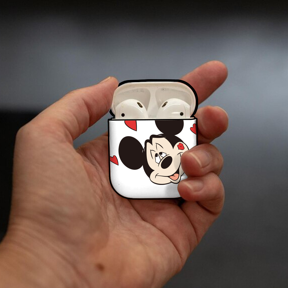 ミッキーマウス Mickey Mouse AirPods 第2世代保護ケース ハードシェル ブラック 耐衝撃・防指紋・カラビナ付き