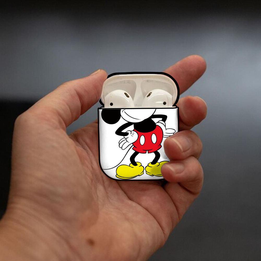 ミッキーマウス Mickey Mouse AirPods 第2世代保護ケース ハードシェル ブラック 耐衝撃・防指紋・カラビナ付き