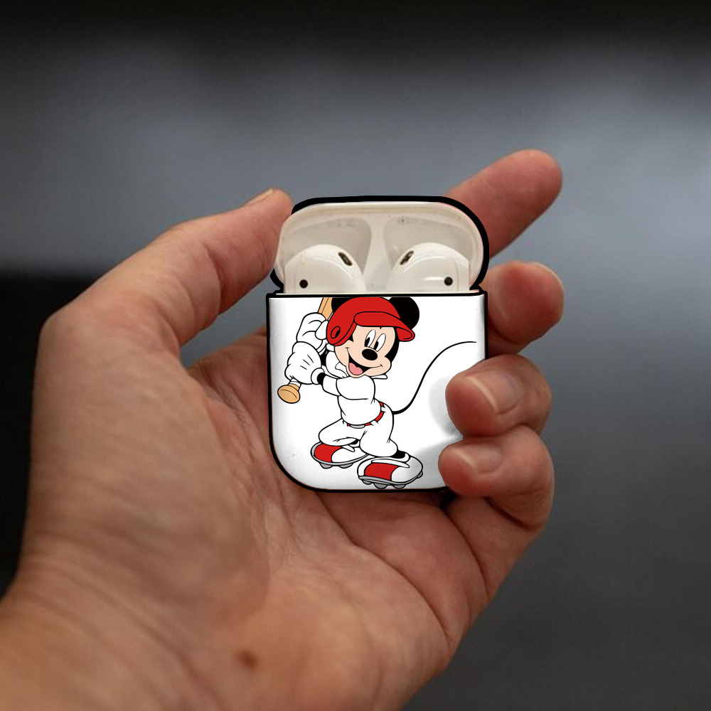 ミッキーマウス Mickey Mouse AirPods 第2世代保護ケース ハードシェル ブラック 耐衝撃・防指紋・カラビナ付き
