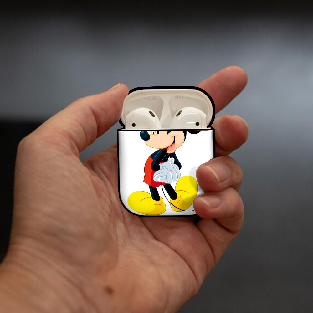 ミッキーマウス Mickey Mouse AirPods 第2世代保護ケース ハードシェル ブラック 耐衝撃・防指紋・カラビナ付き
