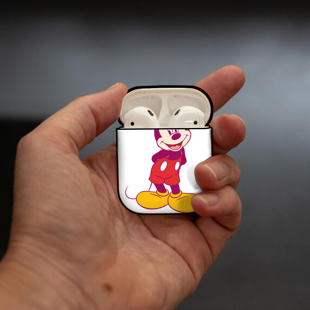 ミッキーマウス Mickey Mouse AirPods 第2世代保護ケース ハードシェル ブラック 耐衝撃・防指紋・カラビナ付き