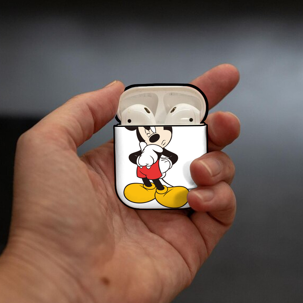 ミッキーマウス Mickey Mouse AirPods 第2世代保護ケース ハードシェル ブラック 耐衝撃・防指紋・カラビナ付き