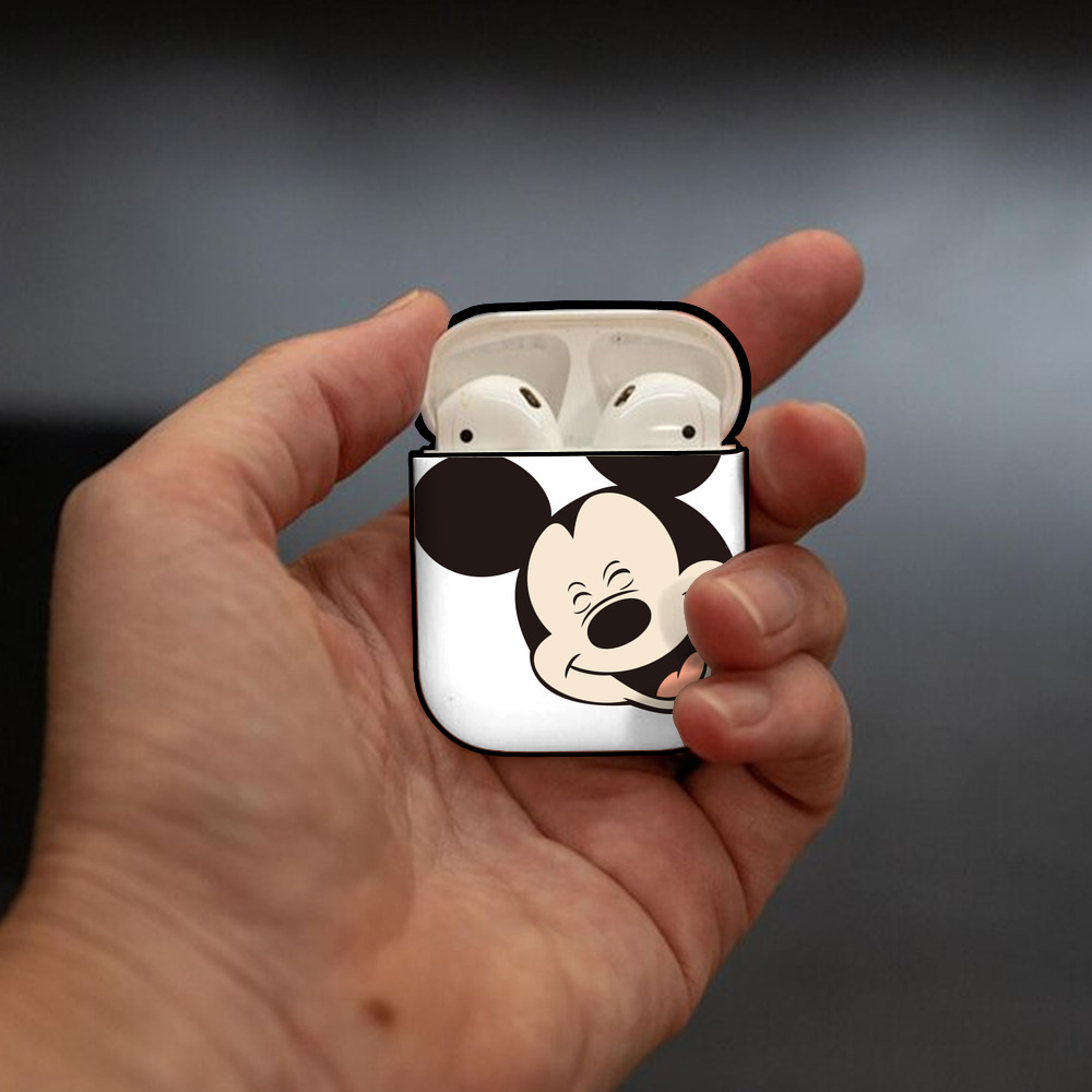 ミッキーマウス Mickey Mouse AirPods 第2世代保護ケース ハードシェル ブラック 耐衝撃・防指紋・カラビナ付き