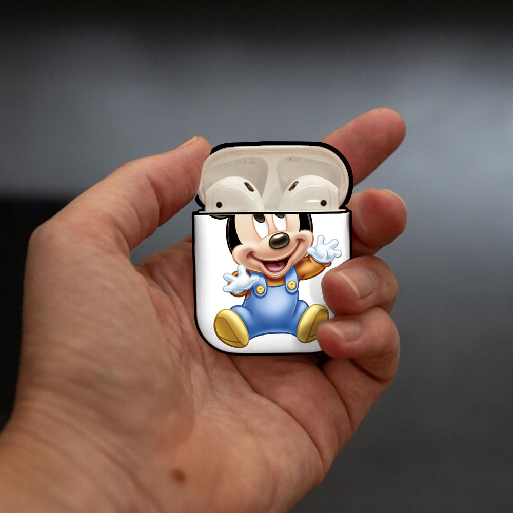 ミッキーマウス Mickey Mouse AirPods 第2世代保護ケース ハードシェル ブラック 耐衝撃・防指紋・カラビナ付き