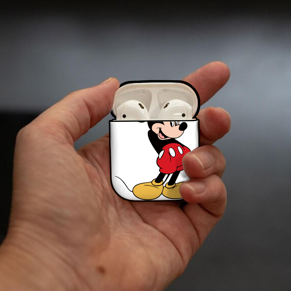 ミッキーマウス Mickey Mouse AirPods 第2世代保護ケース ハードシェル ブラック 耐衝撃・防指紋・カラビナ付き