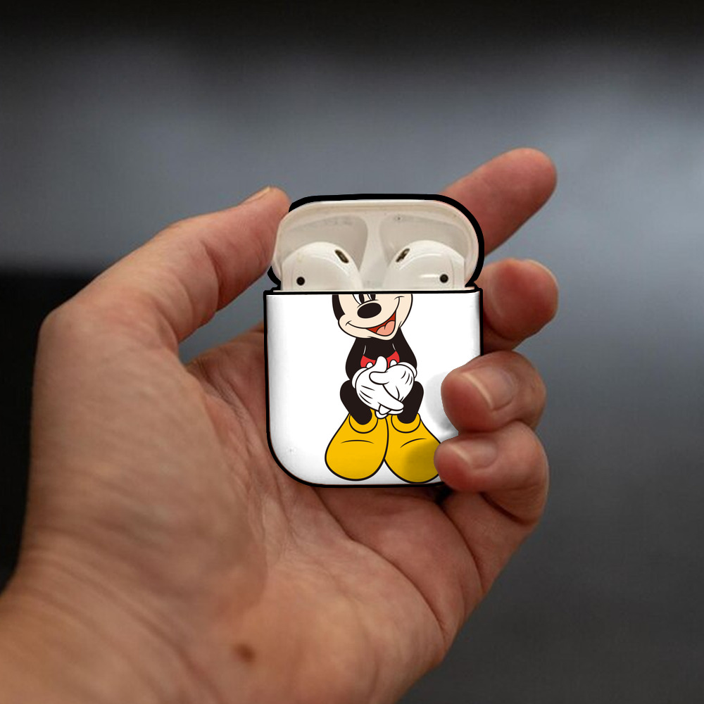 ミッキーマウス Mickey Mouse AirPods 第2世代保護ケース ハードシェル ブラック 耐衝撃・防指紋・カラビナ付き