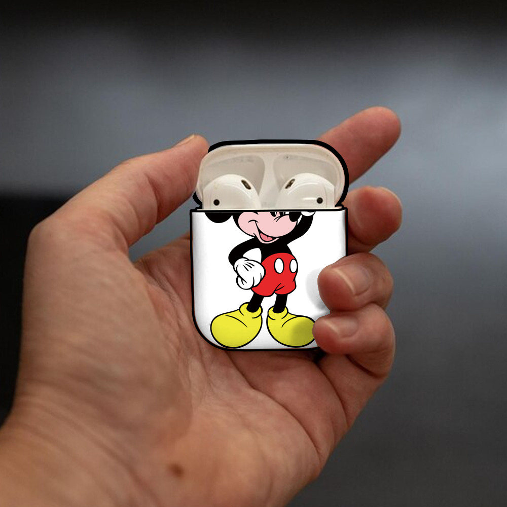 ミッキーマウス Mickey Mouse AirPods 第2世代保護ケース ハードシェル ブラック 耐衝撃・防指紋・カラビナ付き