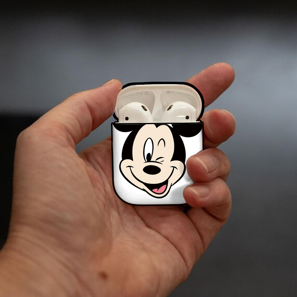 ミッキーマウス Mickey Mouse AirPods 第2世代保護ケース ハードシェル ブラック 耐衝撃・防指紋・カラビナ付き