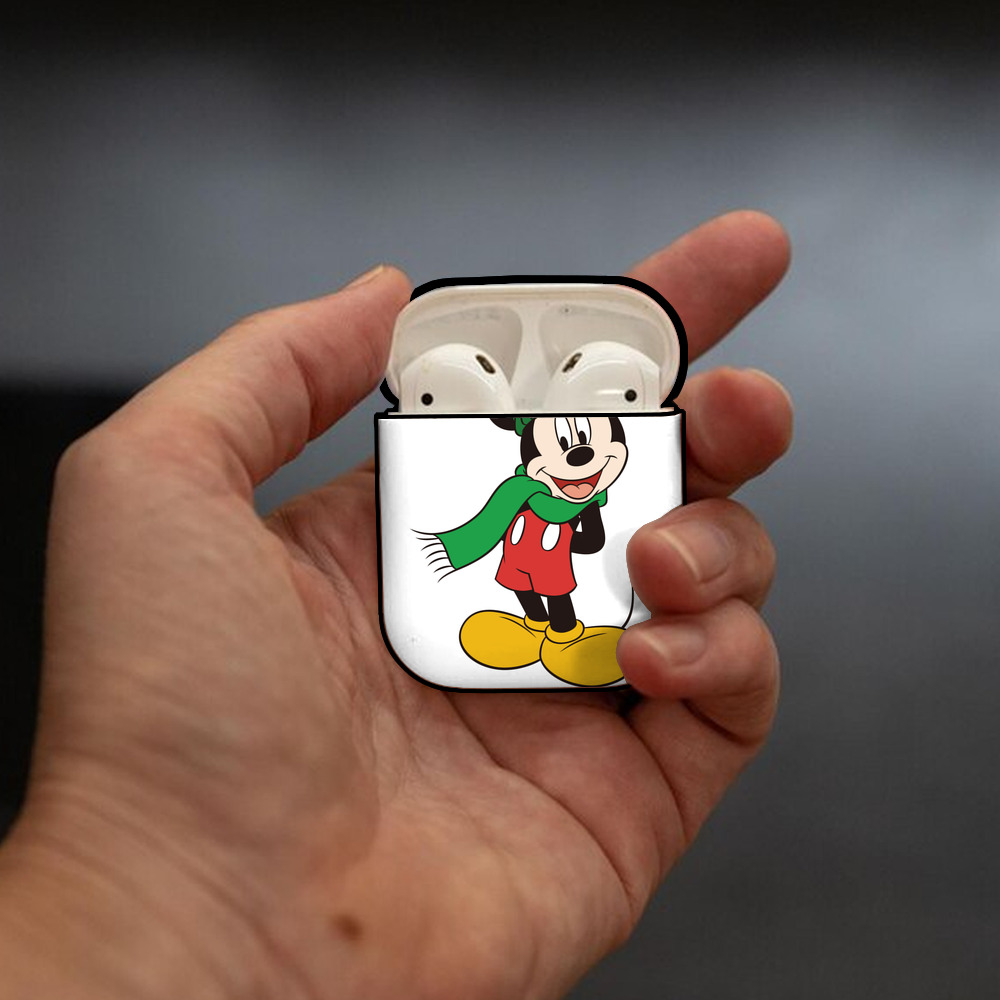ミッキーマウス Mickey Mouse AirPods 第2世代保護ケース ハードシェル ブラック 耐衝撃・防指紋・カラビナ付き