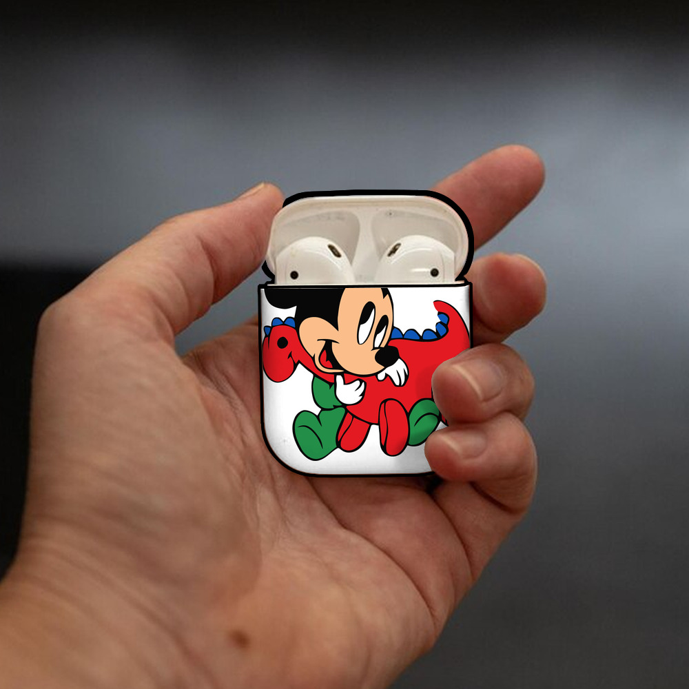 ミッキーマウス Mickey Mouse AirPods 第2世代保護ケース ハードシェル ブラック 耐衝撃・防指紋・カラビナ付き