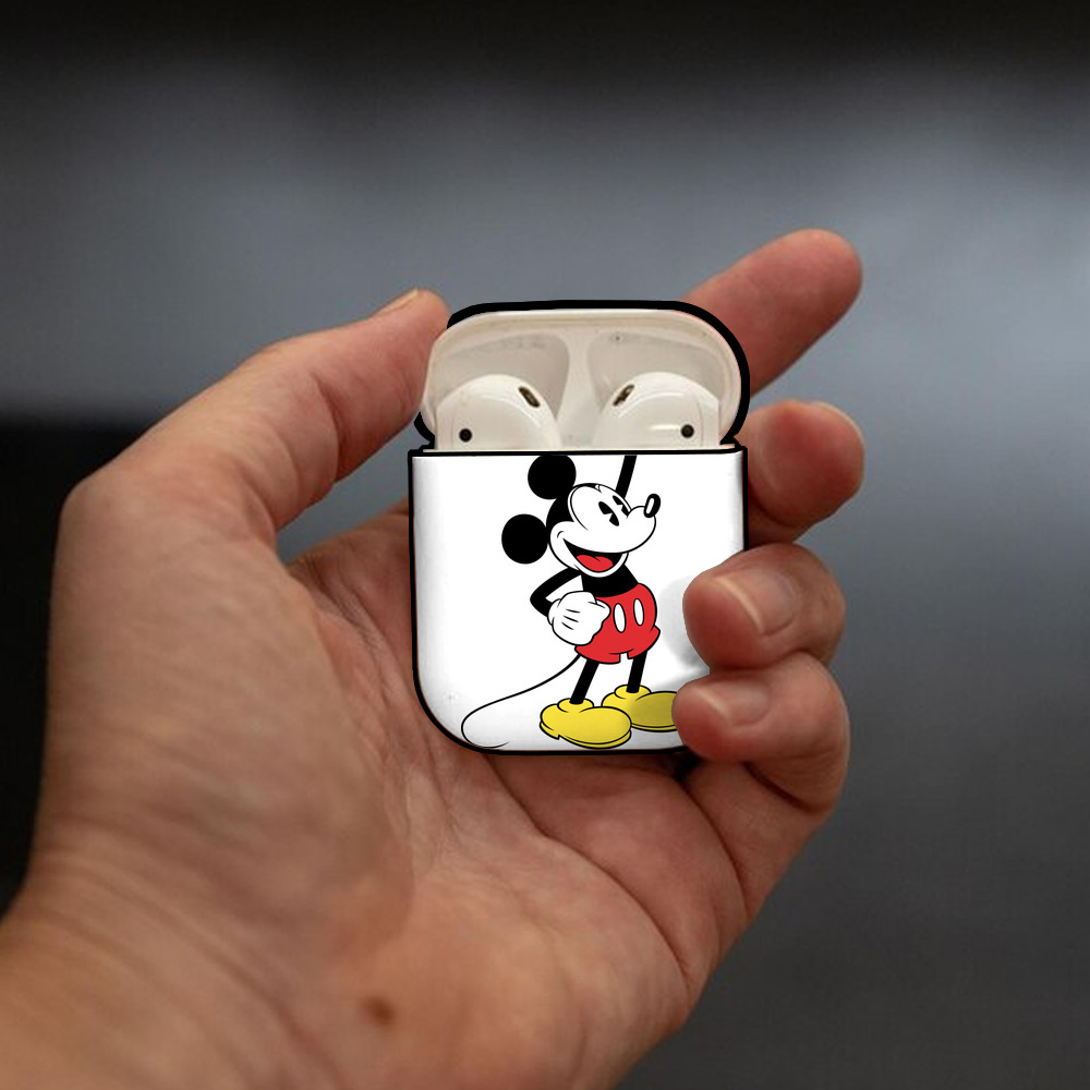 ミッキーマウス Mickey Mouse AirPods 第2世代保護ケース ハードシェル ブラック 耐衝撃・防指紋・カラビナ付き