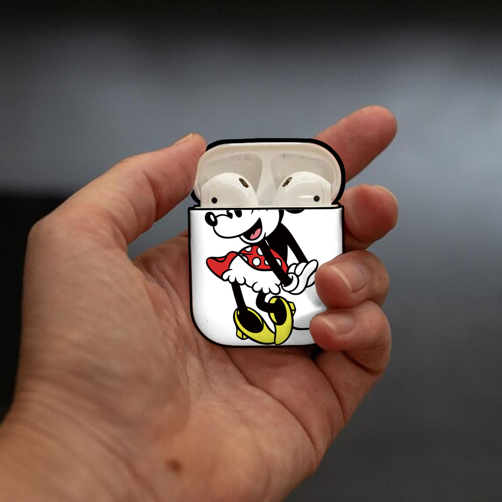 ミッキーマウス Mickey Mouse AirPods 第2世代保護ケース ハードシェル ブラック 耐衝撃・防指紋・カラビナ付き