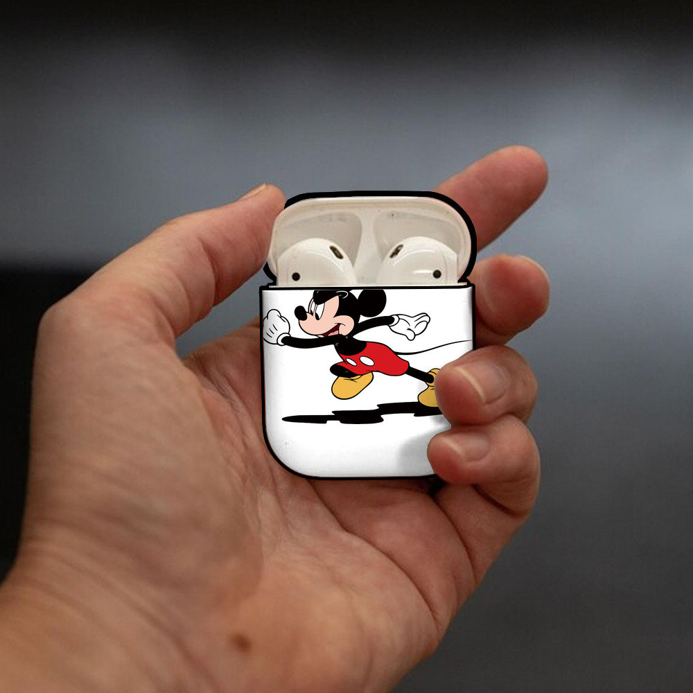 ミッキーマウス Mickey Mouse AirPods 第2世代保護ケース ハードシェル ブラック 耐衝撃・防指紋・カラビナ付き