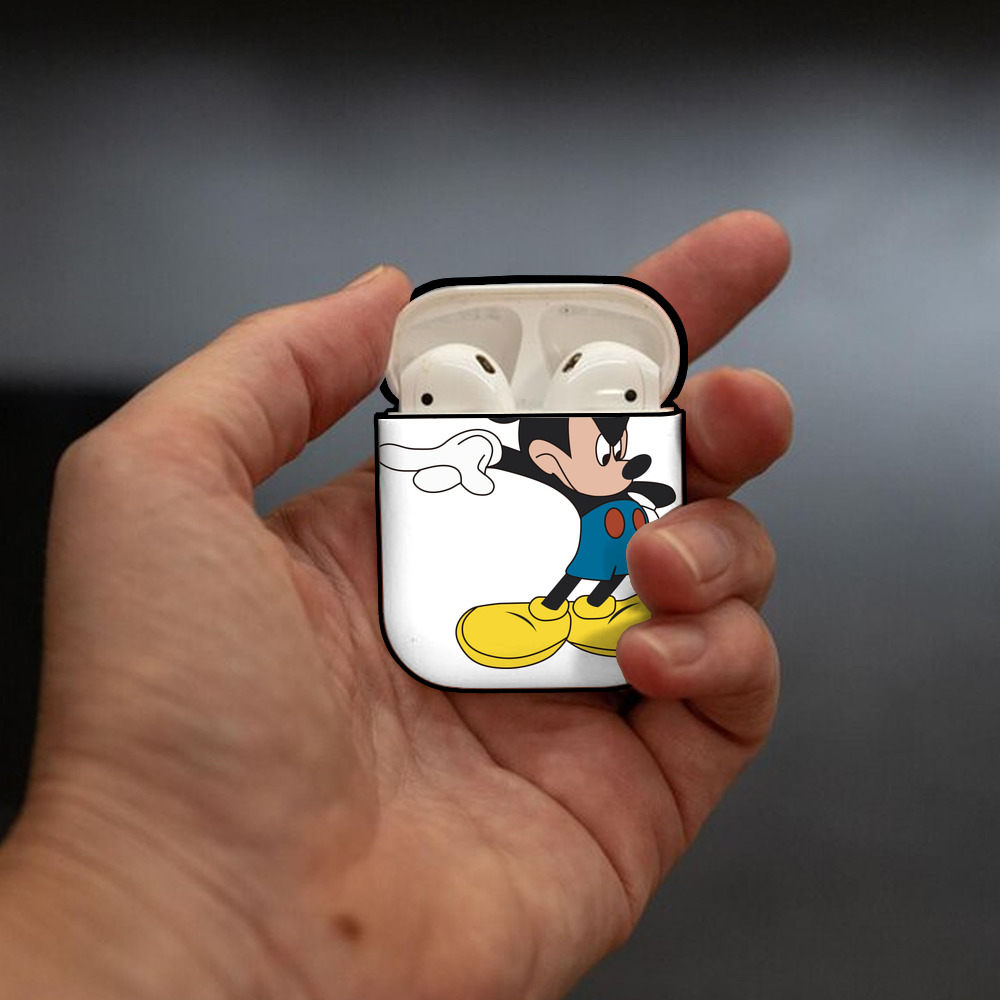 ミッキーマウス Mickey Mouse AirPods 第2世代保護ケース ハードシェル ブラック 耐衝撃・防指紋・カラビナ付き