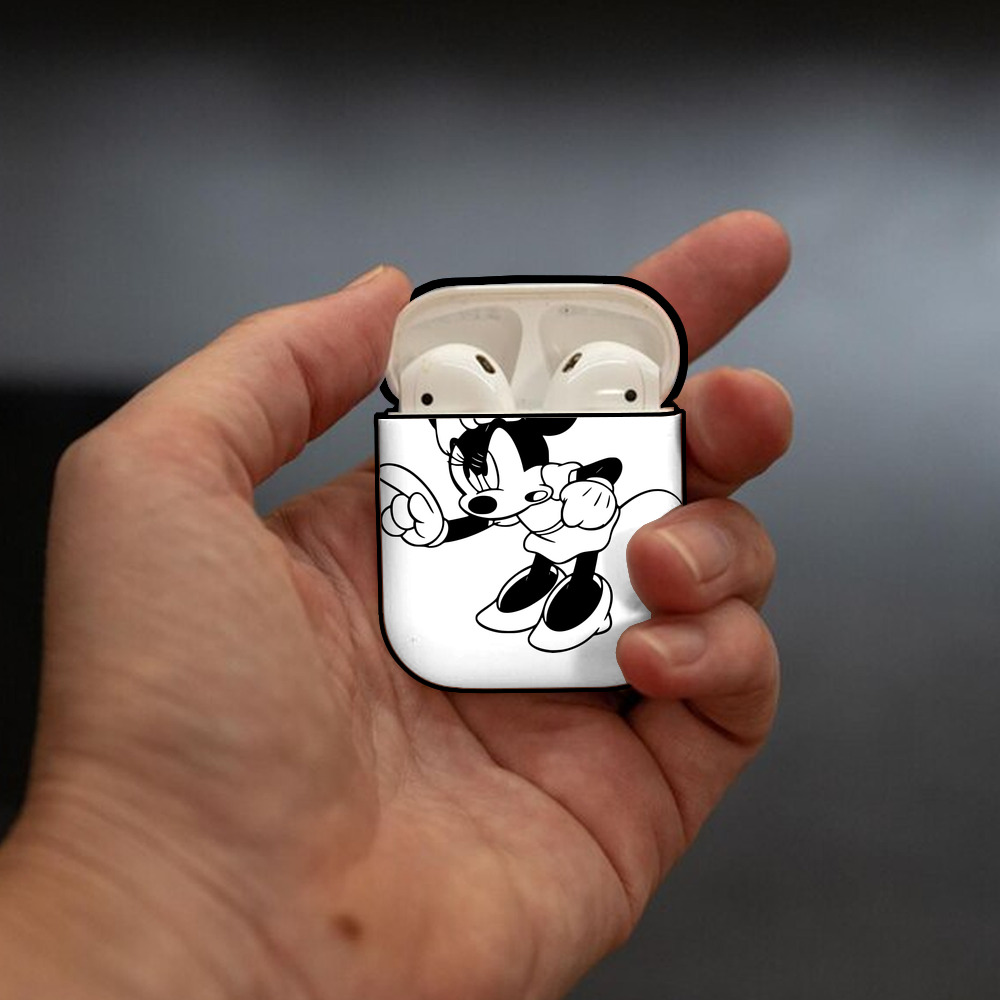 ミッキーマウス Mickey Mouse AirPods 第2世代保護ケース ハードシェル ブラック 耐衝撃・防指紋・カラビナ付き