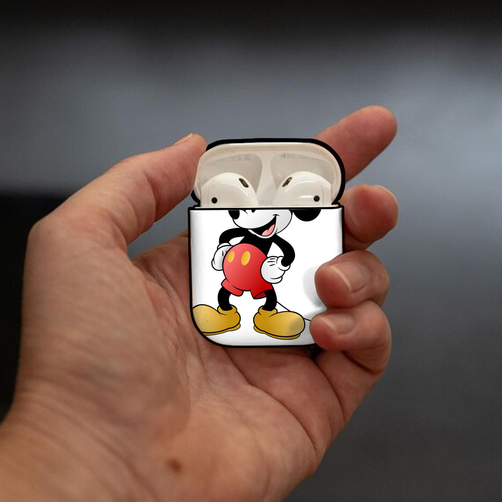 ミッキーマウス Mickey Mouse AirPods 第2世代保護ケース ハードシェル ブラック 耐衝撃・防指紋・カラビナ付き