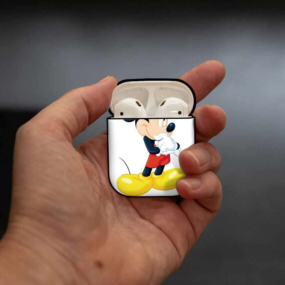 ミッキーマウス Mickey Mouse AirPods 第2世代保護ケース ハードシェル ブラック 耐衝撃・防指紋・カラビナ付き