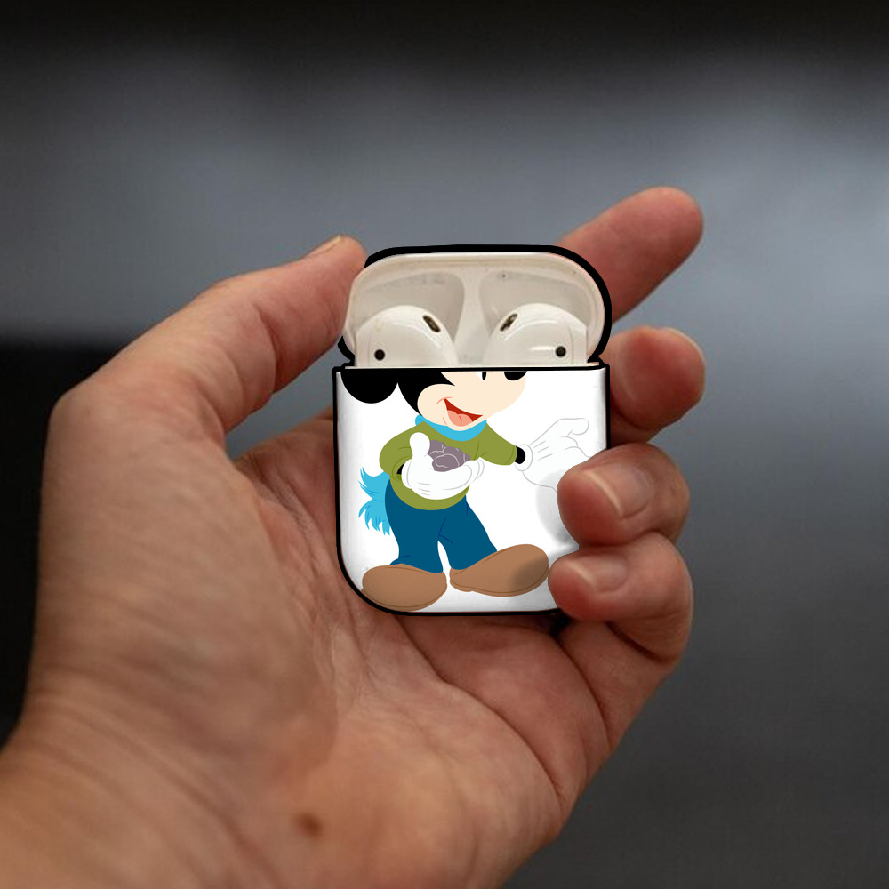 ミッキーマウス Mickey Mouse AirPods 第2世代保護ケース ハードシェル ブラック 耐衝撃・防指紋・カラビナ付き