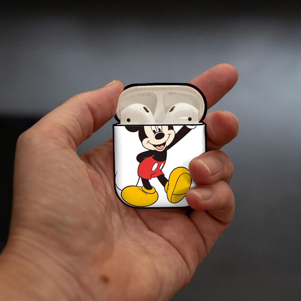 ミッキーマウス Mickey Mouse AirPods 第2世代保護ケース ハードシェル ブラック 耐衝撃・防指紋・カラビナ付き
