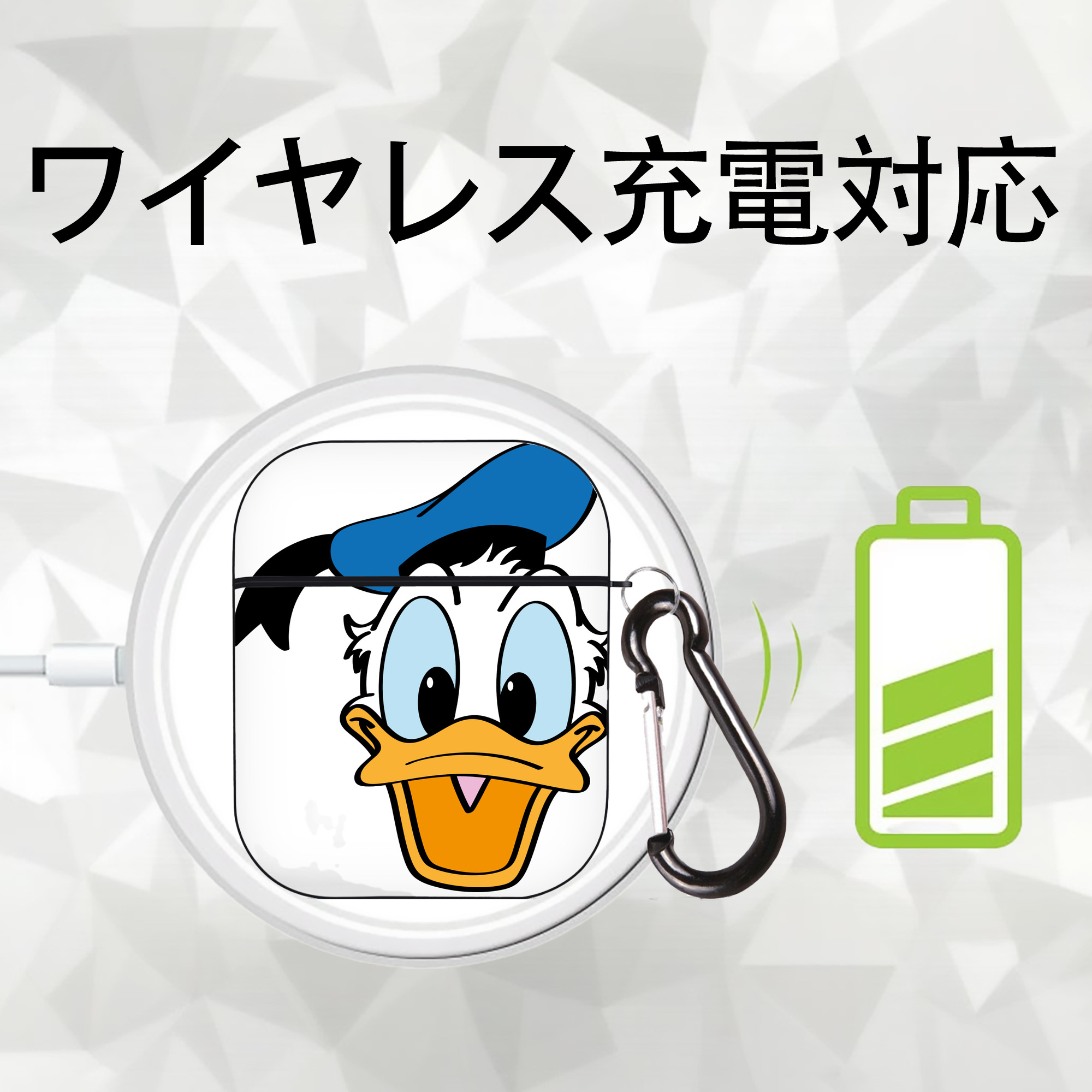 ミッキーマウス Mickey Mouse AirPods 第2世代保護ケース ハードシェル ブラック 耐衝撃・防指紋・カラビナ付き